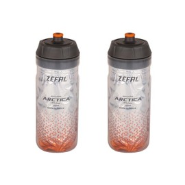 ZEFAL Pack Arctica 55 - Double Pack Bicycle Bottles 550 ml - Isothermal Bicycle Bottle - Odourless and Waterproof - BPA-Free Sports Bottle, Silver/Orange