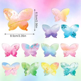 12 Pack Butterfly Shaped Sticky Note,Watercolor Butterfly Self-Stick Notepad Memo Pads Message Note Sticky Pad Markers Flag for Kid Plan Index Student School Office Supplies Stationery Gift