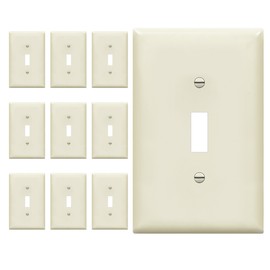 ENERLITES Toggle Light Switch Wall Plate, Gloss Finish, Mid-Size 1-Gang 4.88" x 3.11", Unbreakable Polycarbonate Thermoplastic, UL Listed, 8811M-LA-10PCS, Light Almond, 10 Pack
