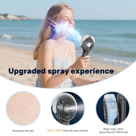 HandFan 5200mAh Upgraded Personal Misting Fan, Rechargeable Handheld Mister Fan, Spray Water Mist Fans, Portable Cooling AC, Electric Mini Hand Fans for Beach Travel Outdoors(Black)