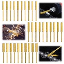 Pack of 30 Chainsaw Sharpener, Chainsaw Blade Diamond Sharpening Stone, Saw Chain Sharpener 4.0 mm, 4.8 mm, 5.5 mm, High-Quality Diamond Grinding Head for Use with Oil Chain Saws