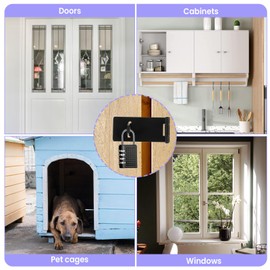 Lock Hasp Latch, 4 Pack Black Padlock Latch Hasp Lock Latches with Locks Latches Hardware Door Padlock for Bedroom Shed Cabinet Window Garden Yard Pet Cage