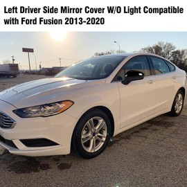 Adzfel Compatible with Ford Fusion Side Mirror Cover Cap 2013 2014 2015 2016 2017 2018 2019 2020, Driver Side Mirror Caps Replacement W/O Light, Clip-on Replace for FS7Z-17683-B Glossy Black - Left