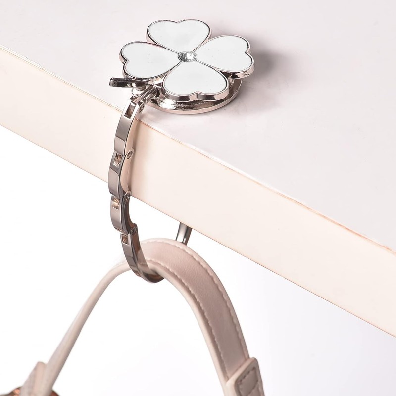 ZHENJIER Purse Hook for Table, Clover Design Foldable Purse Holder