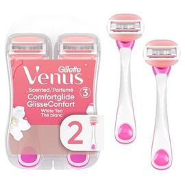 Gillette Venus ComfortGlide - Maquinillas de afeitar desechables para mujer, 2 unidades, con barras de humedad perfumadas de té blanco para un afeitad