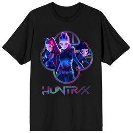 Kpop Demon Hunters Huntrix Capture Color Adult Black Crew Neck Short Sleeve-XS