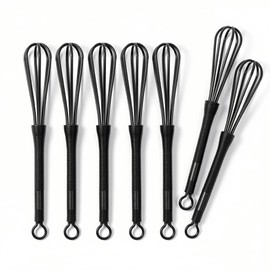 7 Pack Professional Hair Dye Whisk with Non-Slip Handle - Premium Black Mini Plastic Mixer for Salon Color, Bleach, and DIY Face Mask - Chemical Resistant & Stain Free Tool (Blcak)