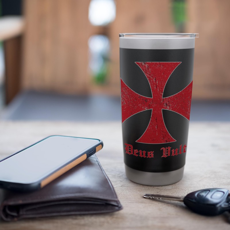 Deus Vult Templar Templar Helmet Holy Cross Stainless Steel Insulated