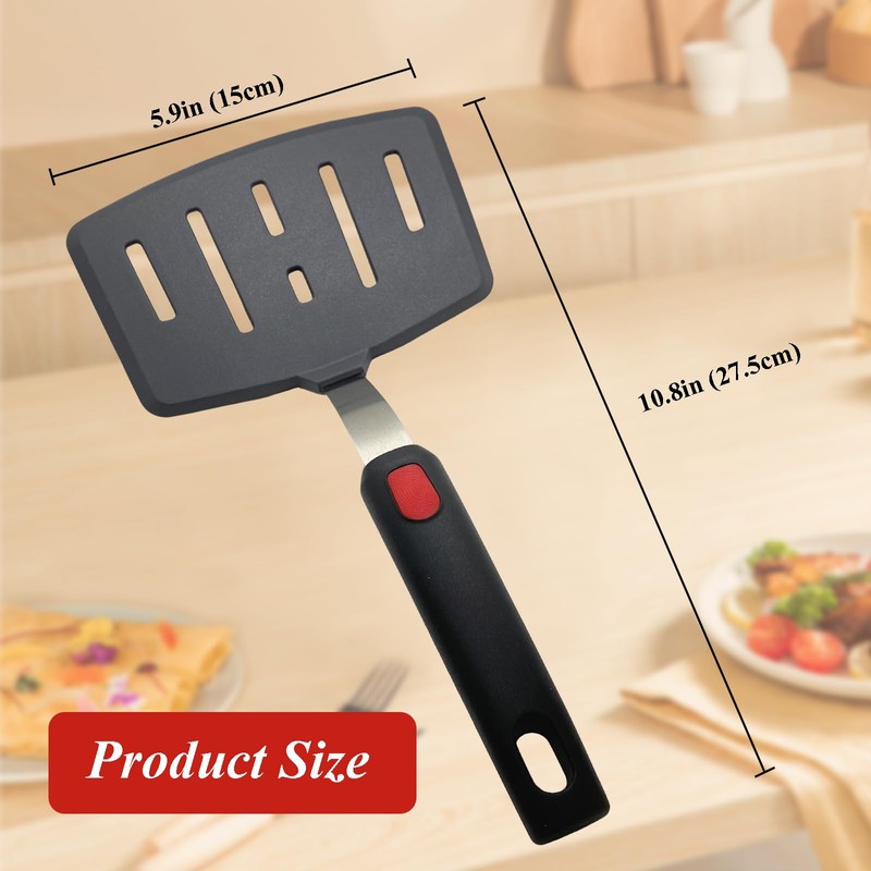 Silicone Spatula Turner Set of 2, Heat Resistant Pancake Spatulas