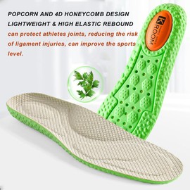 Bellcon Popcorn Shoe Insoles for Men Boots Thin 4D Massaging Shoes Liners Replacement for Men Sneakers PU Foam Shoe Soles for Odor Eaters and Sweat Wicking, Mens 11.5-12