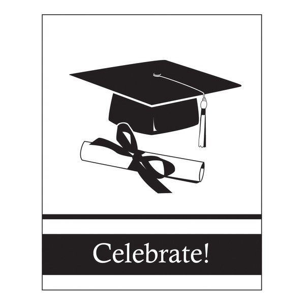 Creative Converting 25 Count School Color Graduation Invitation Cards, White