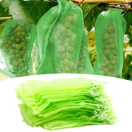 EATAKWARD 50pcs Fruit Net Bags, 6x8 Inch Green Plastic Fruit Protection Bags for Tree, Vegetable, Flower
