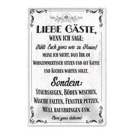 Welcome Sign Metal Decorative Tin Sign in Retro Vintage Style Decoration Front Door House Entrance Hallway Guest Room 20 x 30 cm