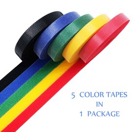 KELIFANG Cable Straps, Reusable Cable Ties, 33 Ft 5 Rolls Hook and Loop Nylon Fastening Wire Tape Organizer, Cable Management, Self Gripping Cord Rope Holder, Multi-Color