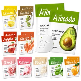 QSLYUYUAN 20PCS Face Masks Skincare,Hydrating Face Sheet Masks,Moisturizing Facial Mask,Overnight Facial Sheet Mask for Women and Men,Nourishing Facemasks for All Skin Types 12