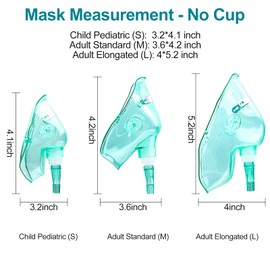 Ventisera 2 Pack Oxygen Mask for Face with 6.6 Ft Tubing and Adjustable Elastic Strap - Adult - Green Size L (No Cup)
