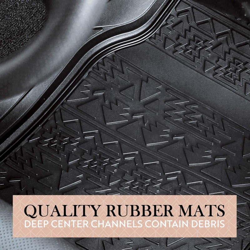 LUNNA FM-337E 4pc Aztec Black Rubber Floor Mat