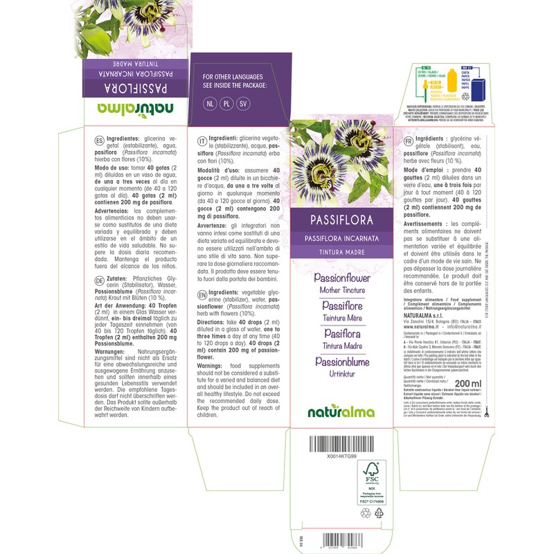 Passion Flower (Passiflora Incarnata) Herb with Flowers Alcohol-Free Mother Tincture