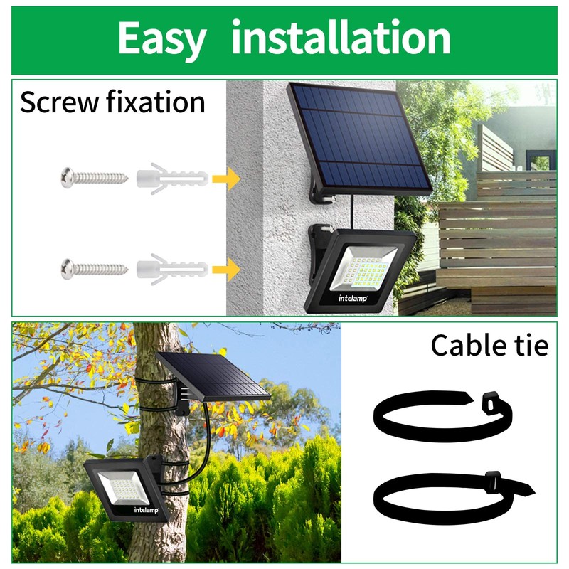 intelamp Solar Lights Outdoor, 4400mAh Solar Powered Flood Lights, Security