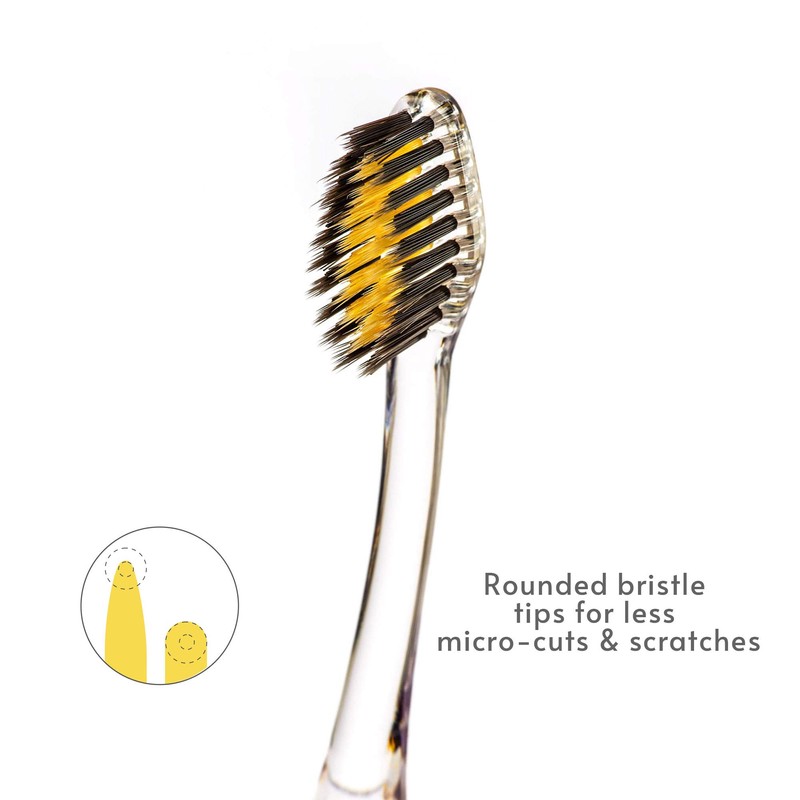 Nano-b Rainbow Pack of 12 Antibacterial Manual Toothbrushes【Gold & Bamboo