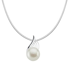 Vinani 2APT-S00 Wing Pendant with Freshwater Cultured Pearl Elegant Shiny with Snake Chain 925 Sterling Silver Chain Italy Natural Pearl Note, Sterling Silver