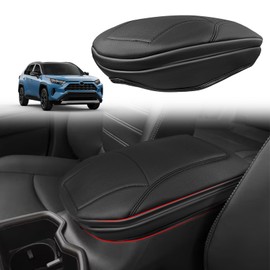 Muslogy Center Console Armrest Cover Compatible with Toyota RAV4 2019-2025 Comfort Armrest Pad Arm Rest Cushion Vegan Leather Protector 1-Inch Extra Thick