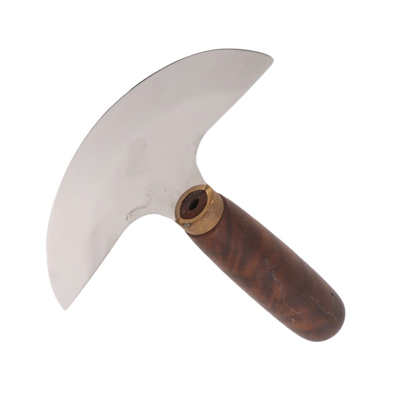 Leather Round Head Knife Walnut Wooden Handle Large Double Sided