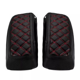 21ST Red Diamond Stitching Leather Saddlebag Lid Covers for Harley Touring 2014-2024
