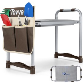 Tovve Upgraded Garden Kneeler and Seat with Thicken & Widen Soft Kneeling Pad, Heavy-Duty Foldable Garden Stool with Large Garden Tool Bag, Portable Garden Bench Gardening Gifts for Women, Seniors