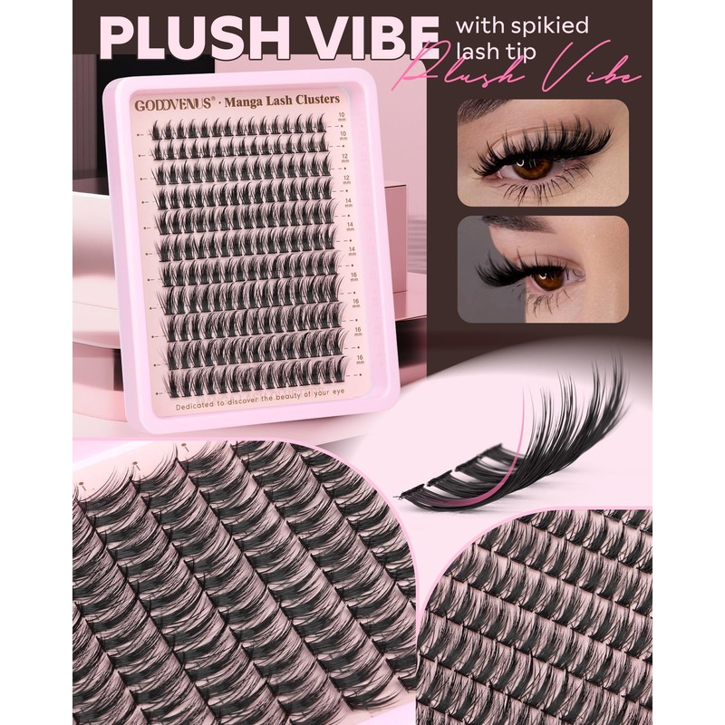 Fluffy Manga Lash Clusters Kit, Natural Wispy Cluster Eyelash Extensions,