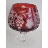 Ajka Marsala Ruby Red Cut to Clear Crystal Brandy Glass
