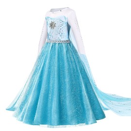 URAQT Girls Princess Costume with Princess Crown Magic Wand Accessories, Princess Dress Up for Girls, Deluxe Shining Cloak Fancy Dress for Party/Cosplay/Bridesmaid Light Green