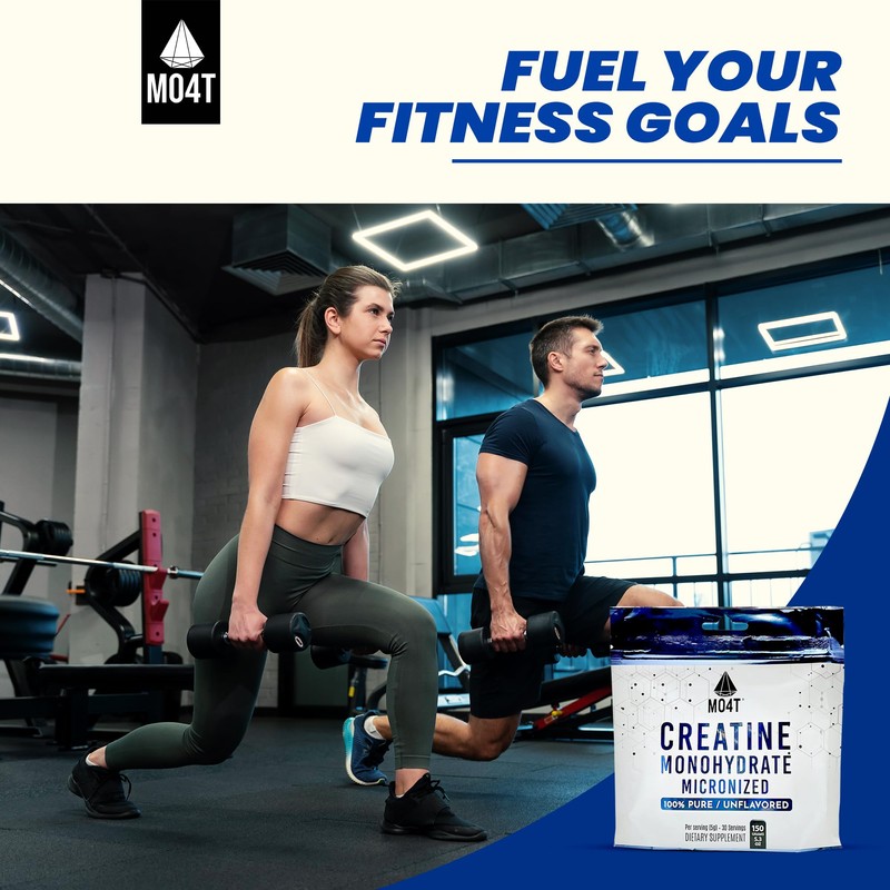 MO4T Premium Creatine Monohydrate Micronized Powder 150G, 5000mg Per Serv