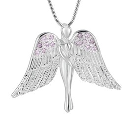 VCCWYQK Angel Lady Urn Necklace for Ashes for Women Stainless Steel Cremation Jewelry Keepsake Urn Pendants for Ashes Holder