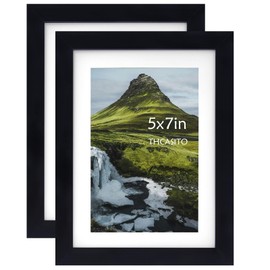 Picture Frames 5x7 Black Photo Frames Display 4x6 Pictures with Mat for Desk or Wall Decor, Set of 2