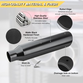 Vurkcy 2.5 inch Inlet Exhaust Tip, 4" Outlet 17" Overall Length Stainless Steel Exhaust Tail Pipe, Weld On, Rolled Edge, Slant Sleek Angle Cut, Polished Tailpipe, Black, 2PCS