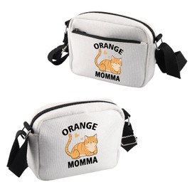 VAMSII Tabby Cat Lover Gift Or-Ange Momma Makeup Bag Orange C-at Mom Cosmetic Bag Orange Cat Owner Gift (Orange Momma B C C)