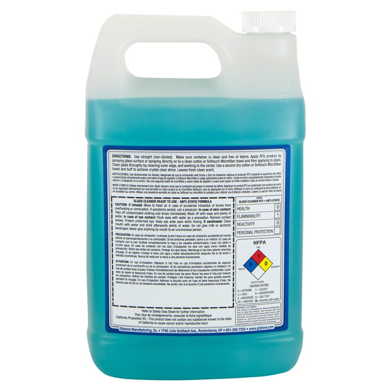 Gliptone Glass Cleaner, Ready-To-Use with Anti Static/Non-Streak Formula, Repels Lint