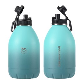 Boulder Bee | 64 oz Insulated Water Bottles | Stainless Steel for Hot & Cold Drinks | Double Vacuum Walled Gym Water Bottle | Large Metal Jug for Travel, Hiking, Camping (Blue)