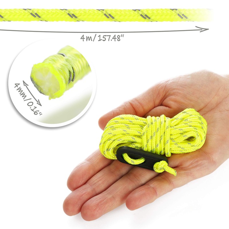 COM-FOUR® 8x guy ropes, each 4m for camping, reflective in