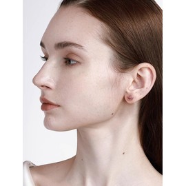 Rhinestone Maple Leaf Earrings for Women 925 Sterling Silver Shiny Crystal Ruby Red Cubic Zirconia Fall Leaf Studs Earring Sparkly Red Autumn Thanksgiving Statement Jewelry (Rose Gold)