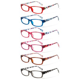 NORPERWIS Reading Glasses 6 Pairs Stylish Color Readers Fashion Glasses for Reading Men & Women (6 Pack Mix Color, 6.00)