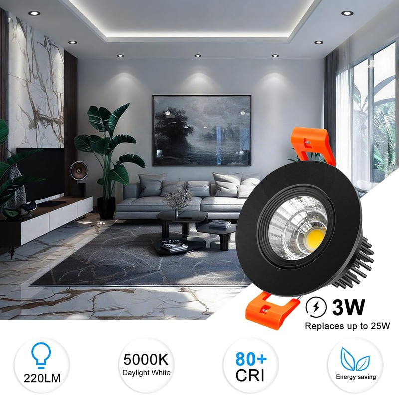 inShareplus 2 Inch LED Downlight, 3W Recessed Lighting 220LM COB