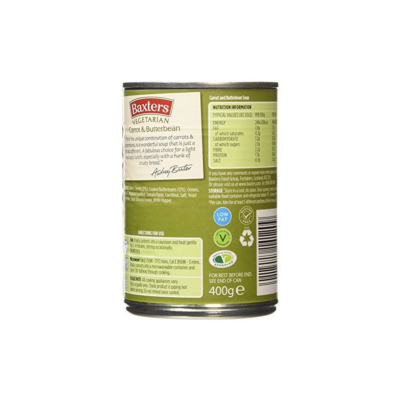 Baxters Vegetarian Carrot & Butterbean Soup, 400g