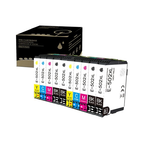 Amla Pack of 10 Cartridges Compatible with Epson 502XL Printer