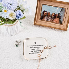 COZITED Christian Gifts Inspirational Gifts for Women Jewelry Dish Ring Trinket Tray, Cheer Up Encouragement Religious Gift Spiritual Gift Bible Faith Gifts for Women Birthday Christmas Mother's Day
