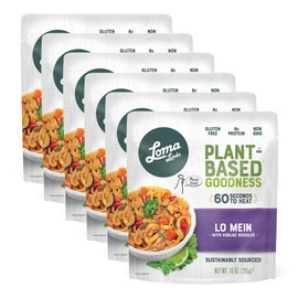 Loma Linda Plant-Based Lo Mein - 6 Pack (10 oz. Bags) | Vegan Konjak Noodles with Fresh Vegetables | Ready to Eat, Gluten-Free, High-Protein, Non-GMO, Healthy Meal
