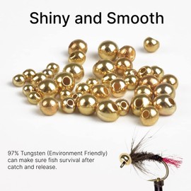 MUUNN 100Pcs Offset Tungsten Beads for Fly Tying, 5 Colors/4 Sizes, Hook Sizes #10~#12 Tungsten Jigoff Beads（Gold,3.3mm