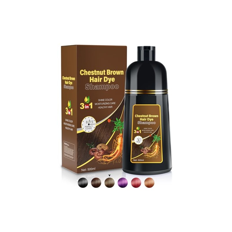 Champú Teñir Cabello Castaño Oscuro Instantáneo Tinte Base Hierbas Cubrir