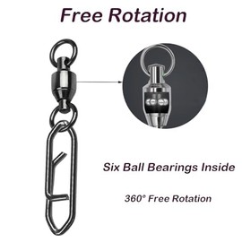GERUITE Snap Fishing Swivels Ball Bearing Swivel High Strength Fishing Swivels Saltwater Stainless Barrel Swivel for Freshwater Fishing#3(50 Pcs)
